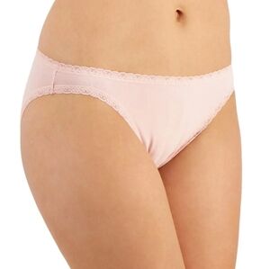 Jenni Women's Lace Trim Bikini Underwear Peachskin Cotton Pink Intimates